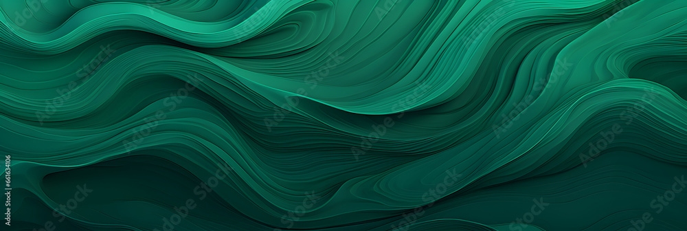 Obraz premium green Waves and swirled pattern, 3D, Banner