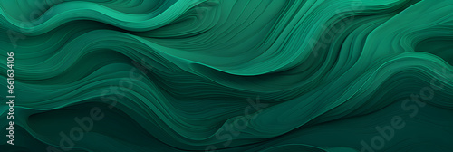 green Waves and swirled pattern, 3D, Banner