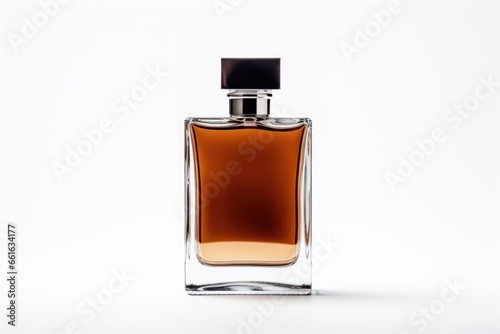 A transparent bottle of expensive men's perfume. Trendy concept of natural materials. Natural cosmetic