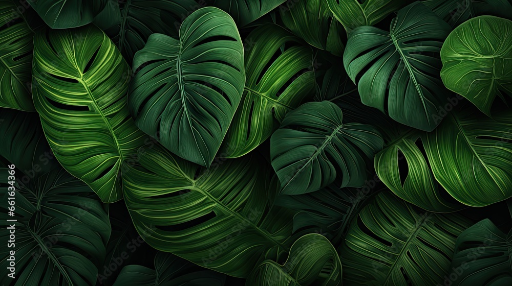 green tropical leaves background - generative ai