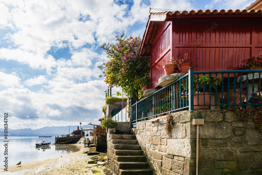 View of the beautiful fishing village of Combarro, in Pontevedra, Galicia View of the beautiful fishing village of Combarro, in Pontevedra, Galicia