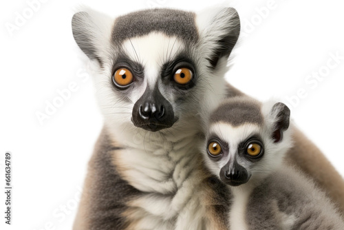 Lemur Love Mother and Infant Connection on isolated background © Artimas 