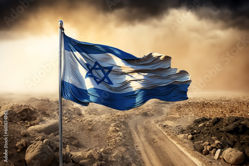 national flag of israel ,war conflict 2023 photo