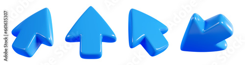 Blue cursor arrow for click mouse concept - 3d render illustration photo