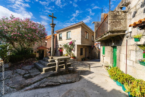 View of the beautiful fishing village of Combarro, in Pontevedra, Galicia