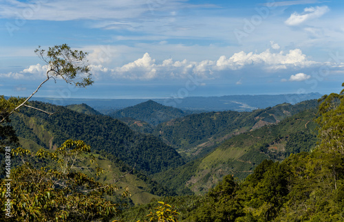 landscape in the mountains with sea view