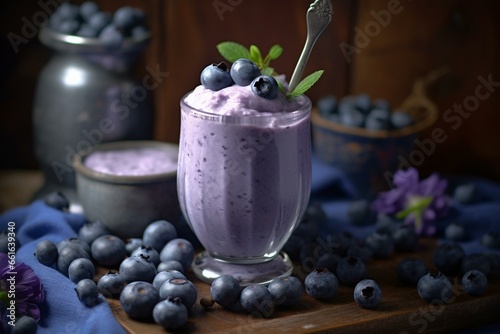 Smoothie made with blueberries and yogurt. Generative AI
