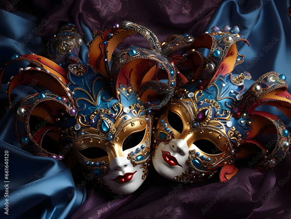 Venetian Mask Extravaganza: Exquisite Artistry Amidst Vibrant Hues