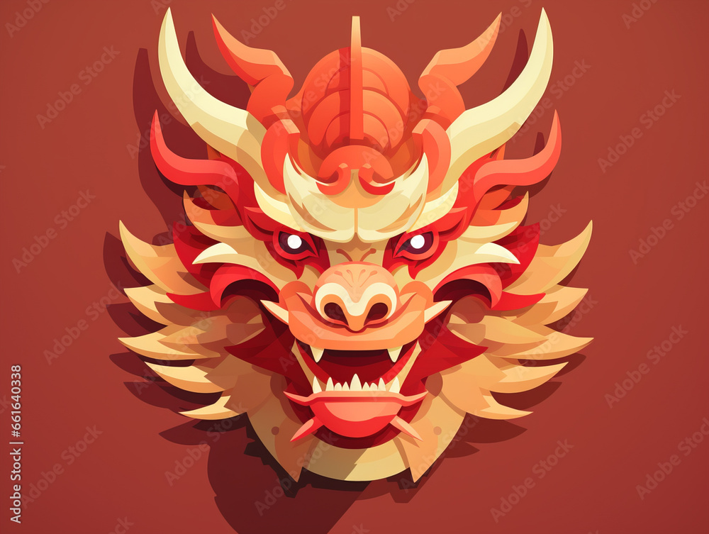 Fototapeta premium Traditional Chinese dragon head. Celebration of Lunar New year.