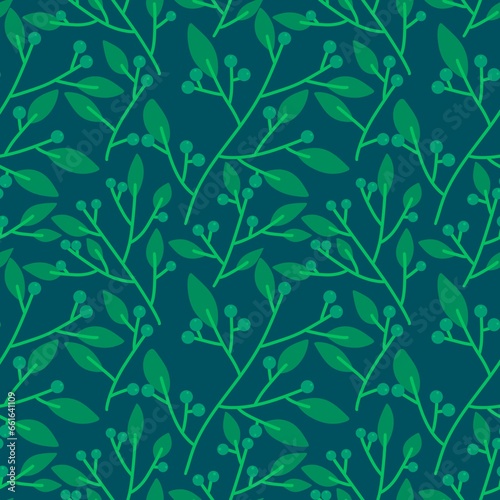 Wallpaper Mural Floral seamless berries and leaves and branches pattern for wrapping paper and fabrics and linens and kids Torontodigital.ca