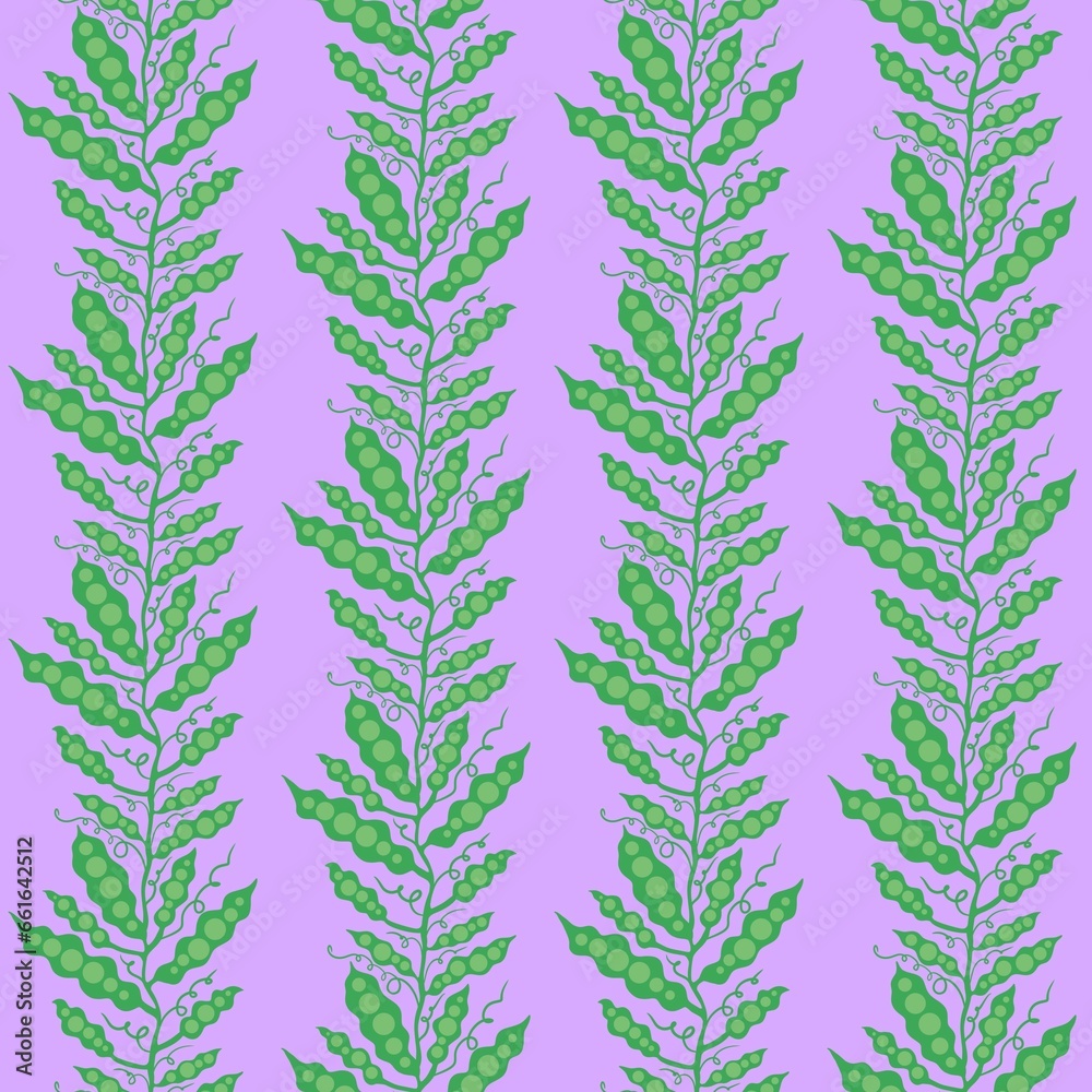 Floral cartoon seamless peas and leaves and branches pattern for wrapping paper and fabrics and linens Floral cartoon seamless peas and leaves and branches pattern for wrapping paper and fabrics and linens