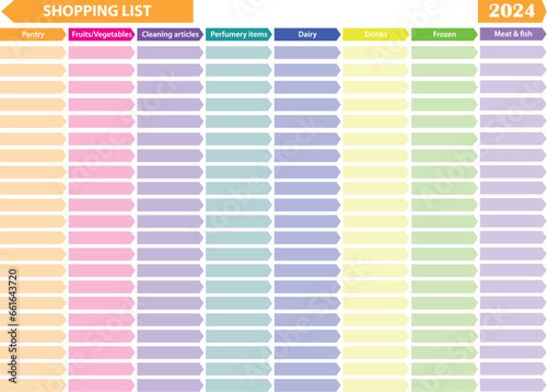 Plantilla, Organizador, Planificador de compras en inglés. Organizador de compras en inglés. Lista de compras en inglés