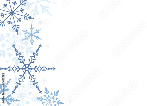 A wintery snowflake border with copy space
