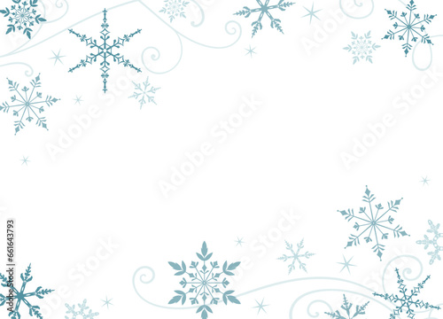 A wintery snowflake border with copy space 