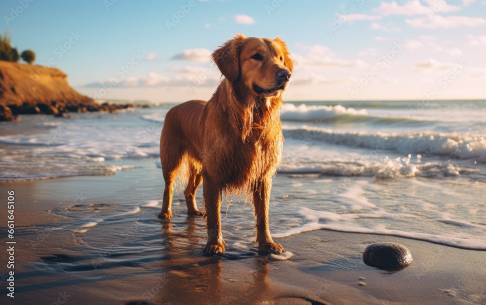 a dog in a beach