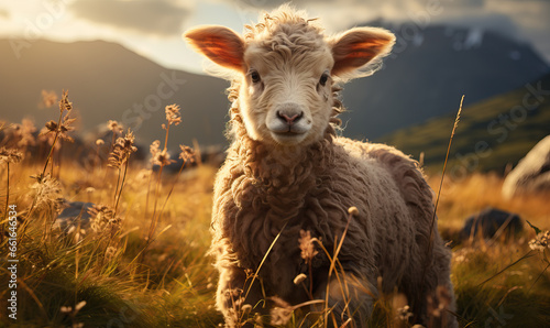A flock of sheep grazes in the valley.