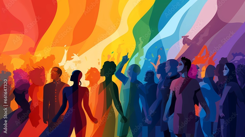 A group of people from the LGBT community, an illustration symbolizing sexual diversity in the world