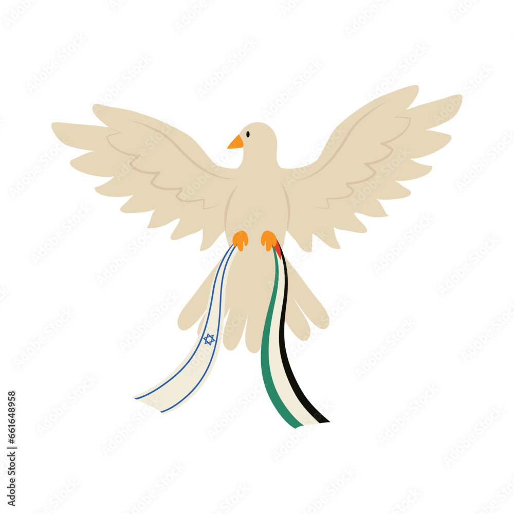 Obraz premium israel and palestine flags in peace dove