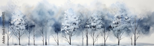 blue, gray and white trees with trees surrounded with clouds Generative AI