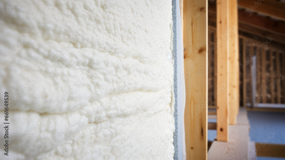 llustration of insulation layers on a single-family house, close up to polyurethane foam llustration of insulation layers on a single-family house, close up to polyurethane foam