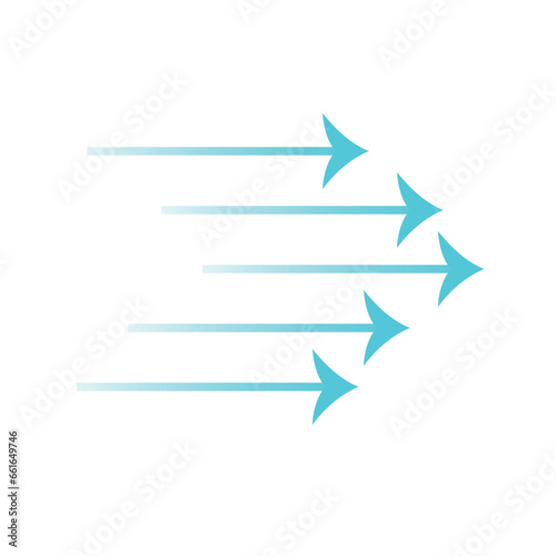 Wind direction arrows and air flow illustration. 