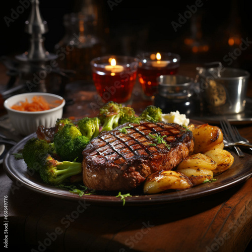 grilled meat with vegetables