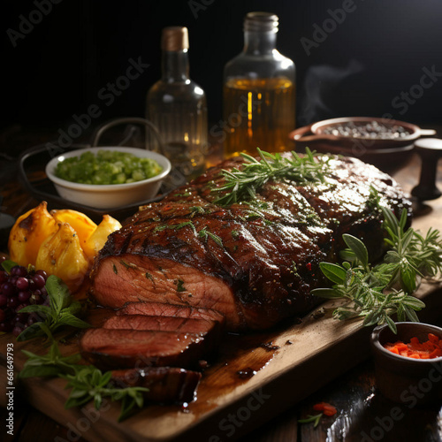 grilled steak with vegetables
