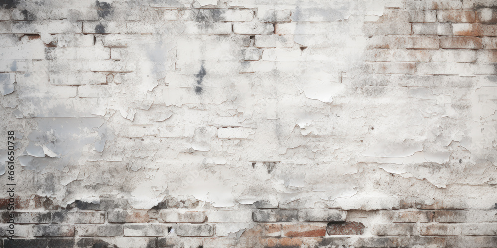 Vintage wall with white worn paint, old plaster texture background - obrazy, fototapety, plakaty 
