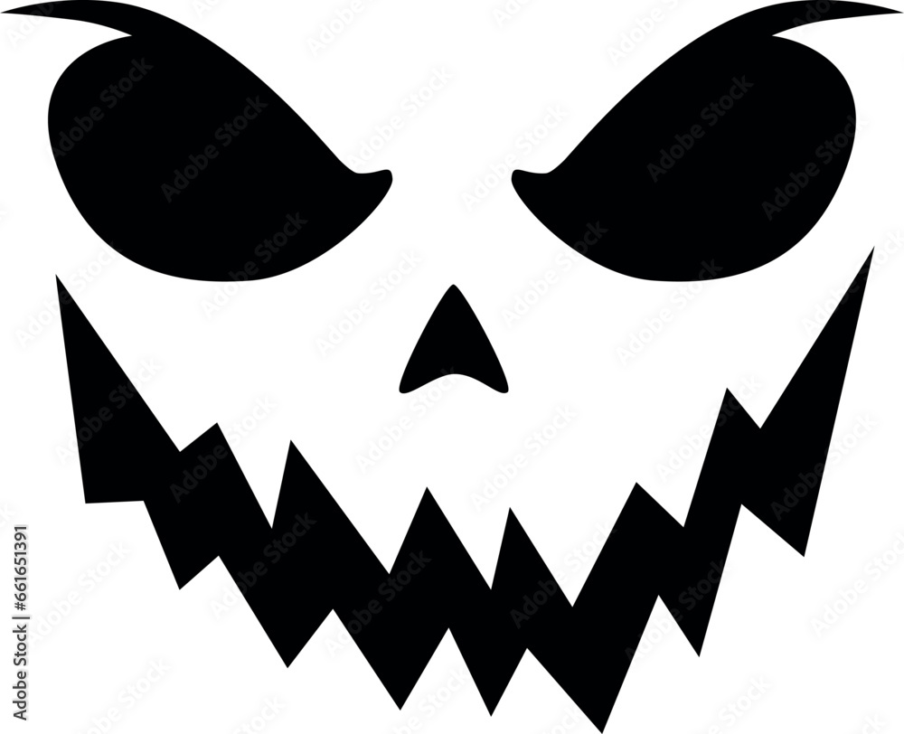 Fototapeta premium Pumpkin monster face black silhouette.