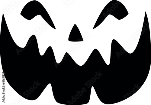 Pumpkin monster face black silhouette.