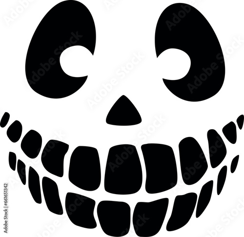 Halloween pumpkin Jack face monster silhouette. 