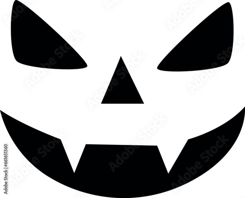 Pumpkin monster face black silhouette.