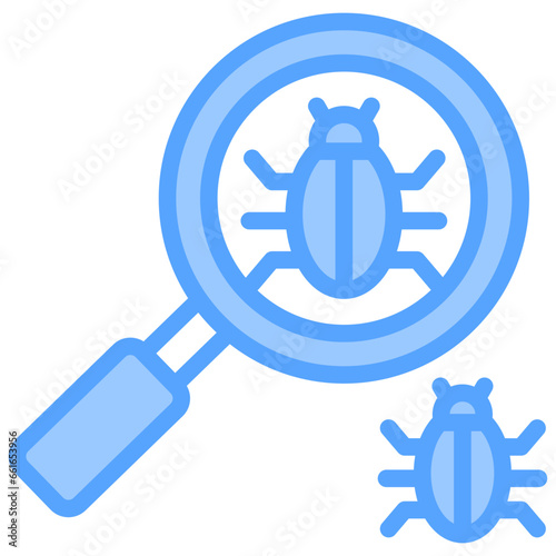 Bug Finding Blue Icon