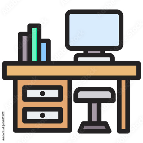 Office Space Outline Color Icon