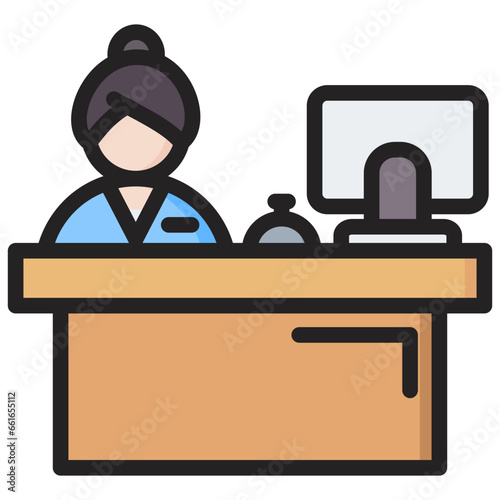 Receptionist Outline Color Icon