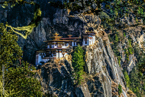 Taktsang Palphug Buddhist Monastery also known as Tiger's Nest, located on a cliff in Paro, Bhutan photo