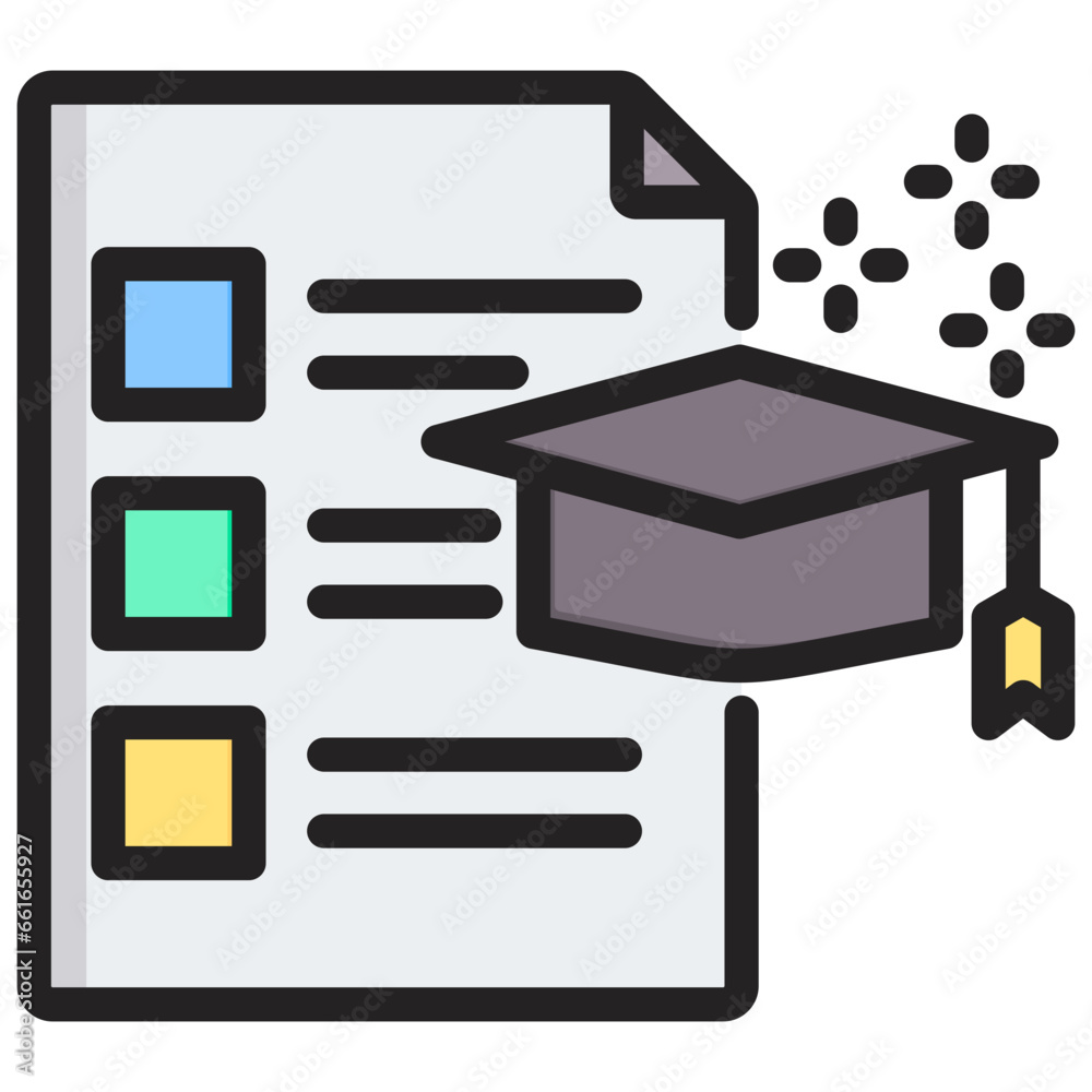 College Entrance Exams Outline Color Icon College Entrance Exams Outline Color Icon