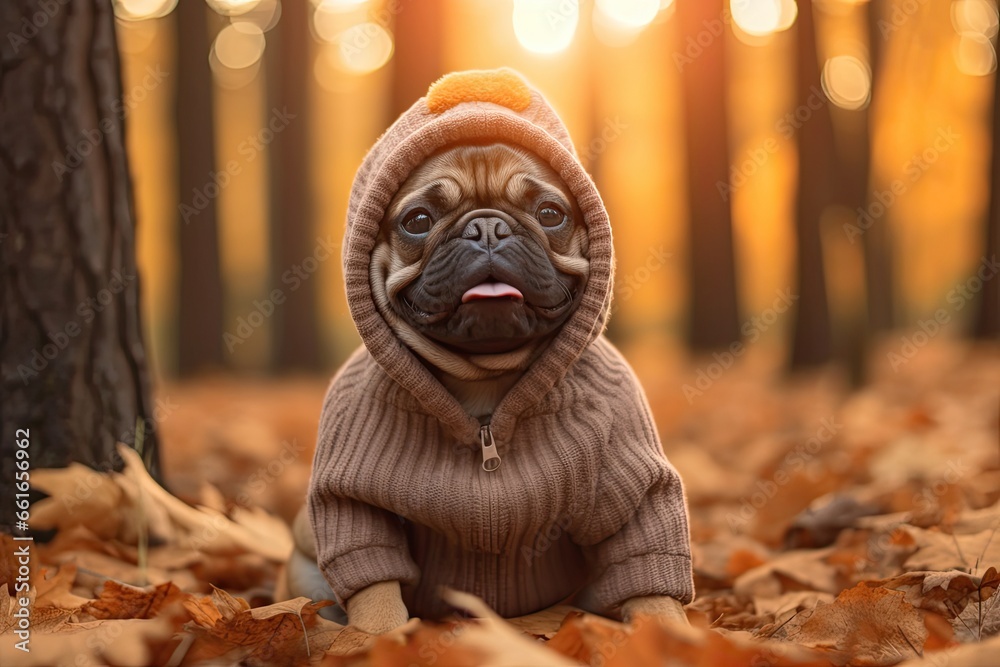 Cute Pug Picture: Professional Photoshoot with Adorable Pug Poses, generative AI