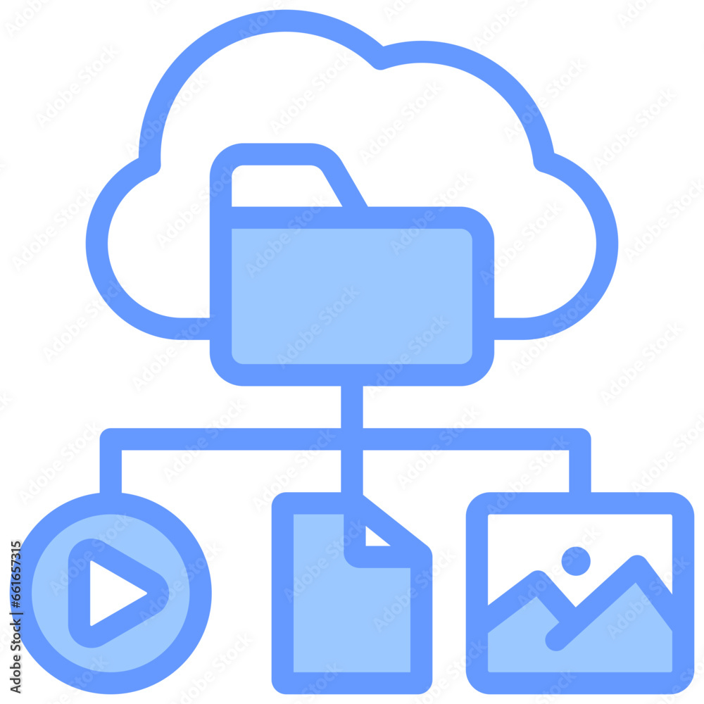 Cloud File Management Blue Icon Cloud File Management Blue Icon