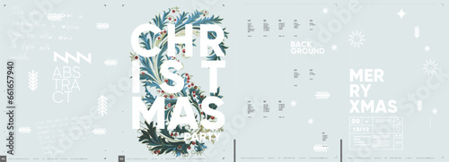 Merry Christmas and happy new year. 2024. Modern minimalistic Christmas banner. Vector illustration with elements of typography.