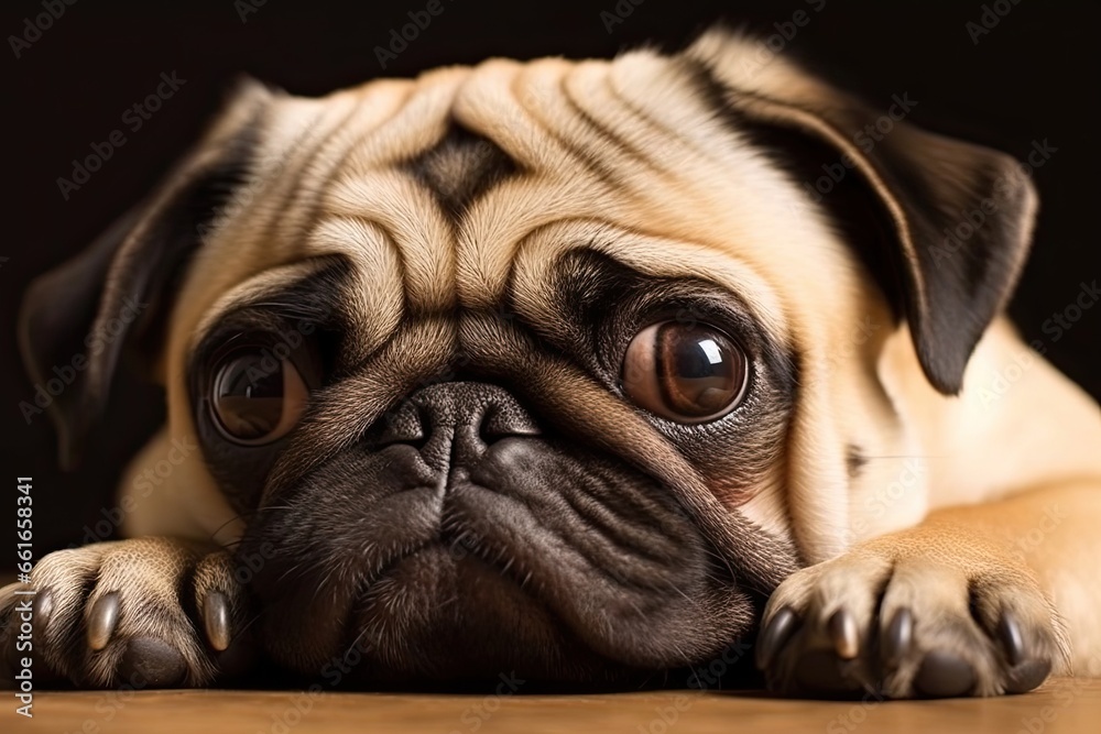 Cute Pug Images: Capturing the Adorable Curled Tail and Deep-Set Eyes, generative AI