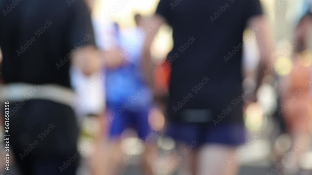 Joggers. Group of marathon runners. Abstract blurry