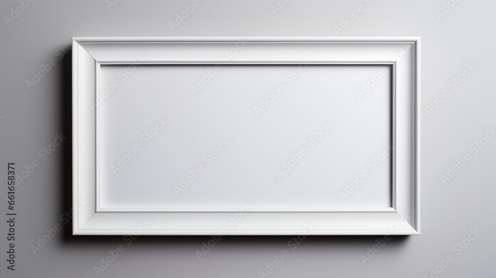 Single Empty Picture Frame Mockup, Centrally Placed on Clean White Background, Illuminated by Natural Window Light - Generative AI Single Empty Picture Frame Mockup, Centrally Placed on Clean White Background, Illuminated by Natural Window Light - Generative AI