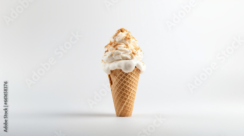 Ice Cream Cone Mockup Centrally Positioned on Pure White Background