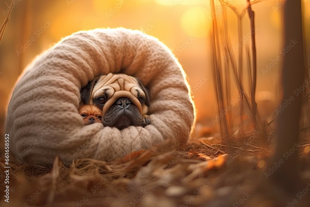 Pug Pics: Heartwarming Moments with a Pug and its Family - Capturing the Love and Joy, generative AI