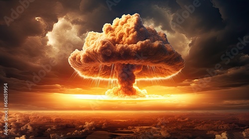 Image of big nuclear explosion with cloud.