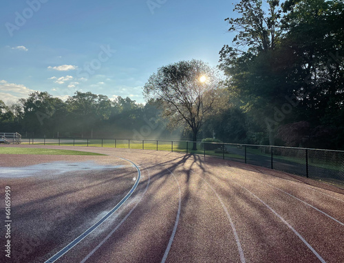 Early morning running or jogging at the stadium after a rainy night - my stadium workout routine