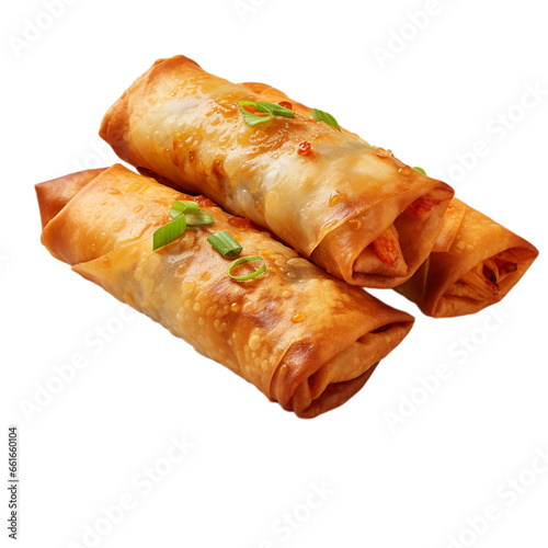 fried egg roll isolated on white background, ai generated
