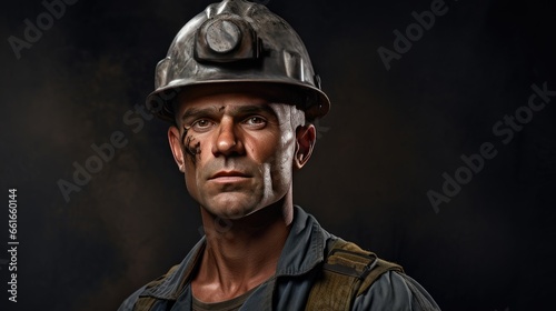 Portrait of a worker in a hard hat.