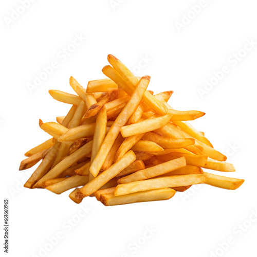 a pile french fries isolated on white background, ai generated